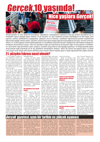 Gerçek Gazetesi Sayı 121 10. yaş özel ek