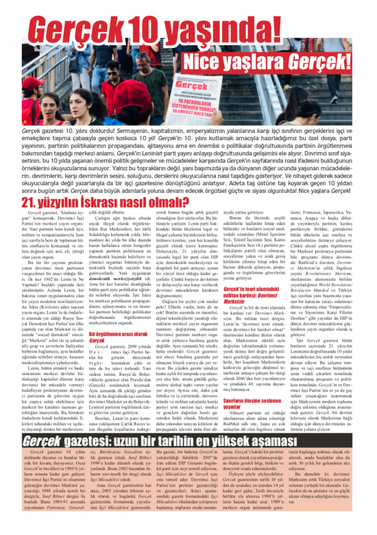 Gerçek Gazetesi Sayı 121 10. yaş özel ek