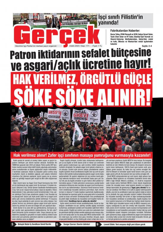 Gerçek Gazetesi Sayı 171 - Aralık 2023