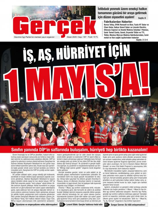 Gerçek Gazetesi Sayı 187 - Nisan 2025