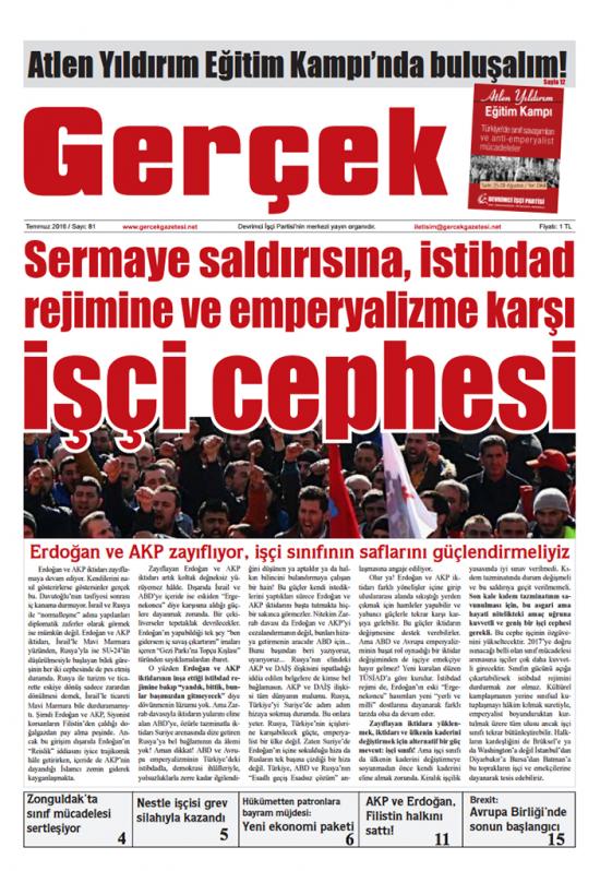 Gerçek Gazetesi Sayı 81 - Temmuz 2016