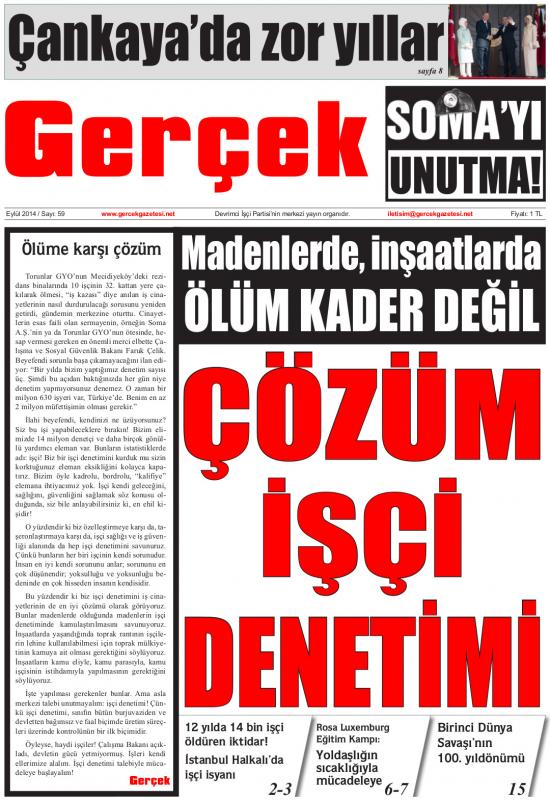 Gerçek Gazetesi Sayı 59 Kapak