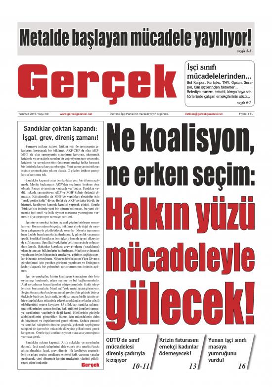 Gerçek Gazetesi Sayı 69 - Temmuz 2015