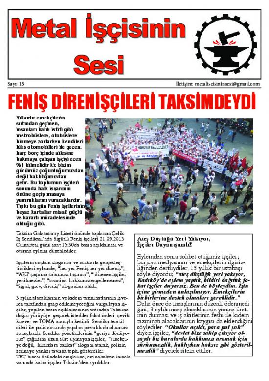 Metal İşçisinin Sesi Sayı 15