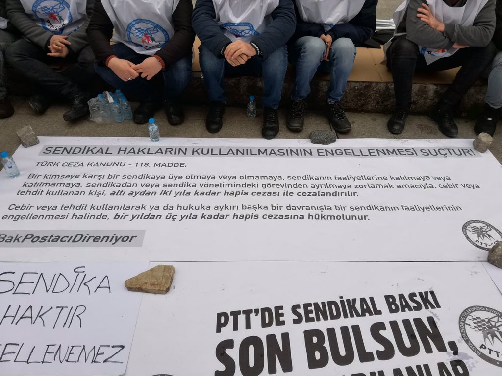 PTT’de çalışan taşeron işçiler sendikal baskıya karşı direnişte 