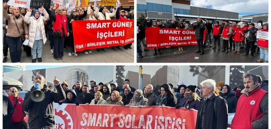 Merhaba dostlar ben Smart Solar fabrikasında çalışan bir işçiyim. 114 günlük grevimizi başarıyla sonuçlandırdık. Nihayet patron bizi bölmek için ne kadar hukuksuzluk yaparsa yapsın ne kadar saldırırsa saldırsın mücadelemize en başından itibaren sahip çıktık, en başından itibaren örgütlülüğümüzden şaşmadık. 