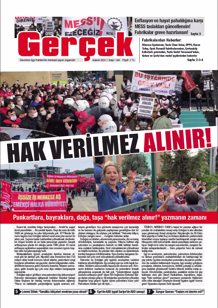 Gerçek Gazetesi Sayı 146 - Kasım 2021 kapağı