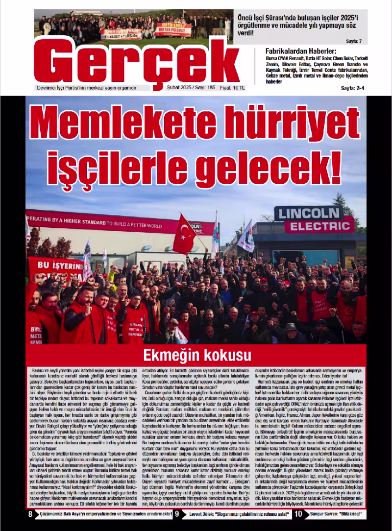 Gerçek Gazetesi Sayı 185 - Şubat 2025 kapağı