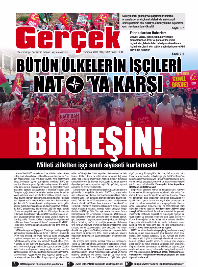Gerçek Gazetesi Sayı 202 - Temmuz 2026 kapağı