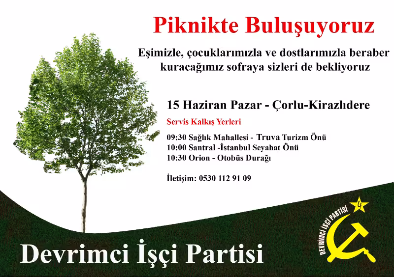 Çorlu'da "Taşerona Karşı" Pikniği - 15 Haziran Pazar kapağı