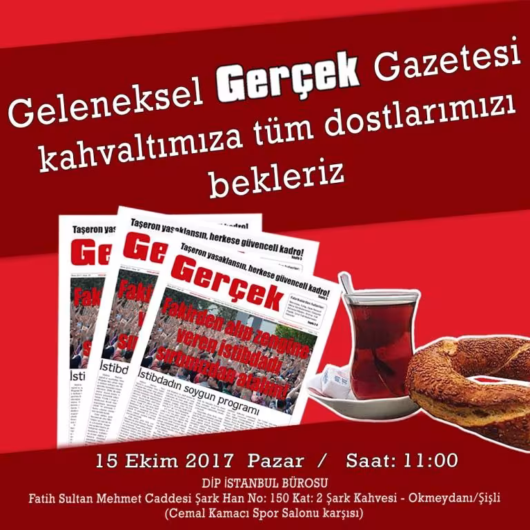 Gerçek Gazetesi Ekim kahvaltısı kapağı