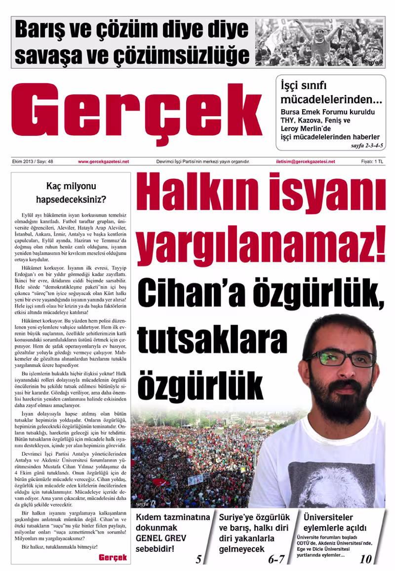 Gerçek Gazetesi Sayı 48 - Ekim 2013 kapağı