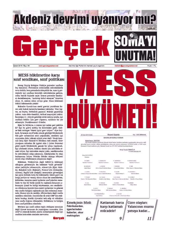 Gerçek Gazetesi Sayı 64 - Şubat 2015 kapağı