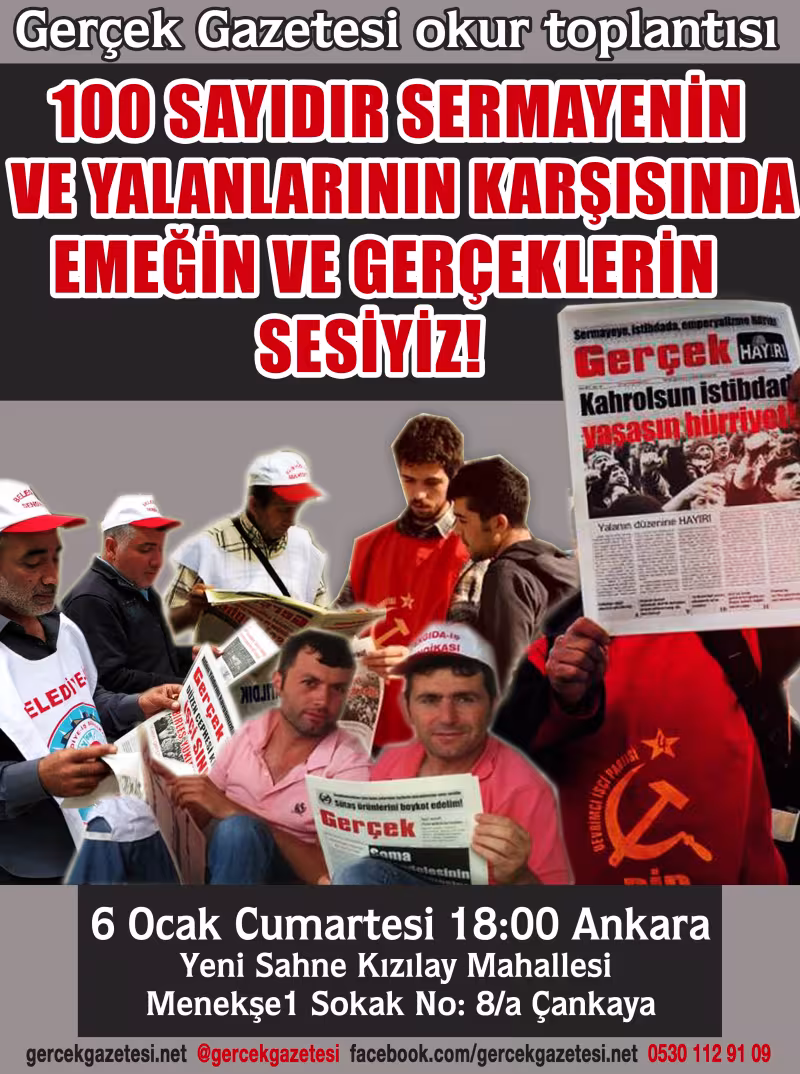 Gerçek 100. sayısı okur toplantısı 6 Ocak'ta Ankara'da! kapağı