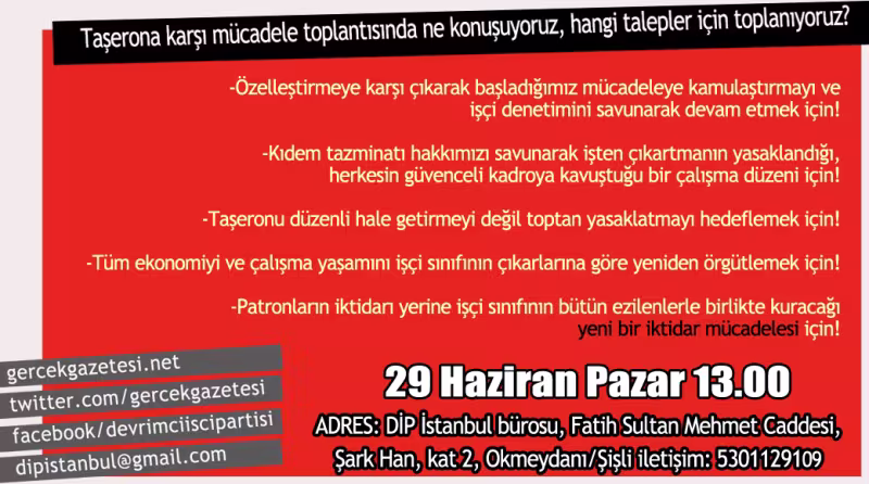 29 Haziran’da buluşalım, emeğin başkentinde sınıf mücadelesine hazırlanalım! kapağı