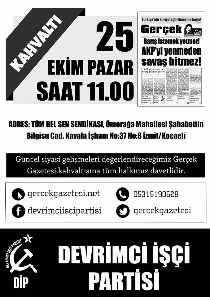 25 Ekim Kocaeli Gerçek Gazetesi Okur Kahvaltısı kapağı