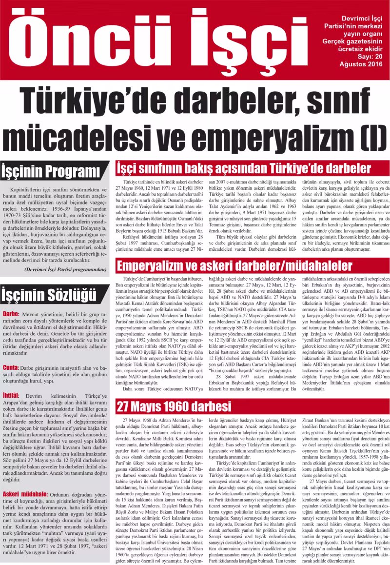 Öncü İşçi 20 kapağı