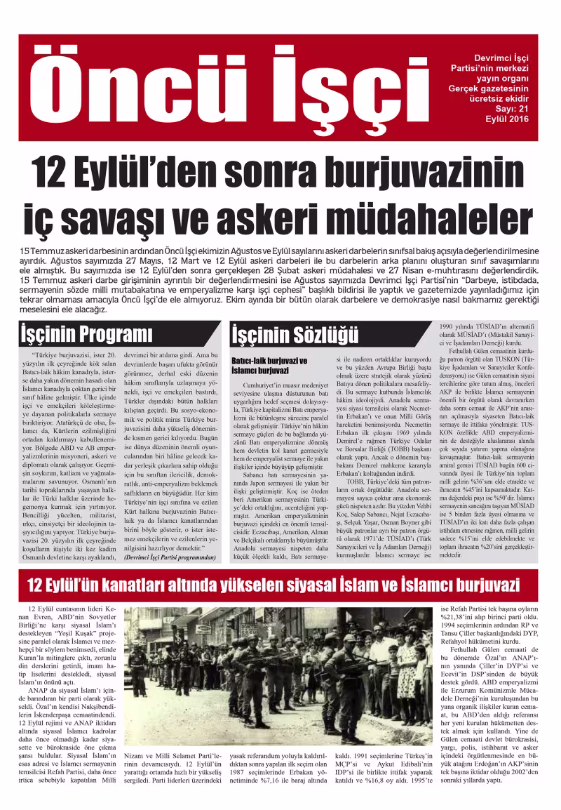Öncü İşçi 21 kapağı