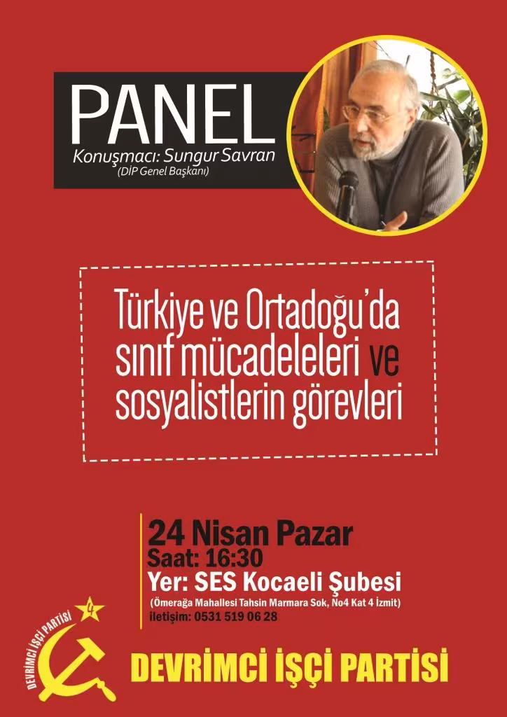 Panel: Türkiye'de ve Ortadoğu'da sınıf mücadeleleri ve sosyalistlerin görevleri kapağı
