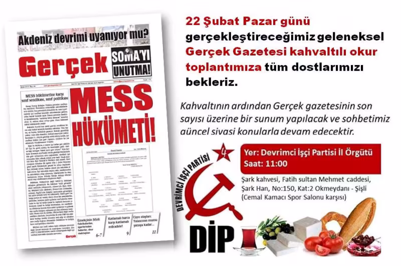 Gerçek Gazetesi Şubat Sayısı İstanbul Kahvaltılı Okur Toplantısı kapağı