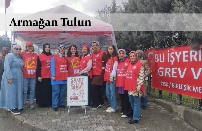 Güneş panellerden değil, grev çadırından yansıyor