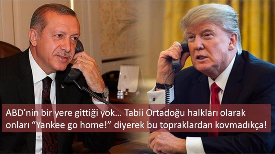ABD’nin bir yere gittiği yok! Tabii Ortadoğu halkları olarak onları “Yankee go home!” diyerek bu topraklardan kovmadıkça! ABD’nin bir yere gittiği yok! Tabii Ortadoğu halkları olarak onları “Yankee go home!” diyerek bu topraklardan kovmadıkça!