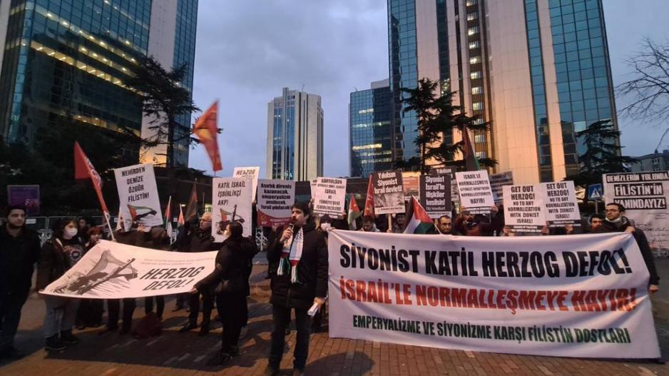 Filistin Dostları, Siyonist katil Isaac Herzog’un Türkiye ziyaretini protesto etti